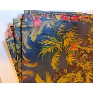 Vintage Raymond Waites Palm Tree Tropical Curtains 2 Panels 42x84 Cotton Sateen